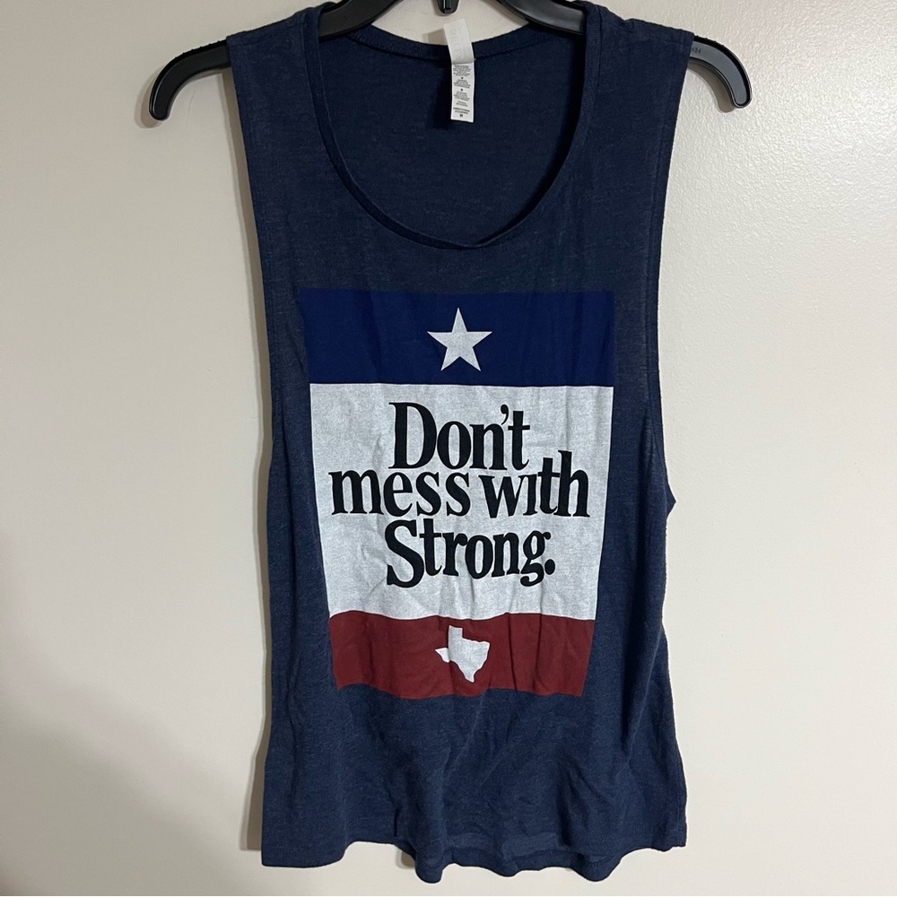 Men's Don't Mess With Texas Strong Muscle Shirt Tank Top Blue Size Medium